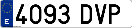Ejemplo de matrícula de coche ordinaria 4093 DVP