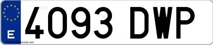 Ejemplo de matrícula española 4093 DWP