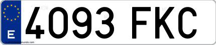 Ejemplo de matrícula española 4093 FKC