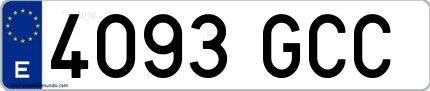 Ejemplo de matrícula española 4093 GCC
