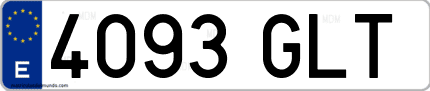 Ejemplo de matrícula de coche ordinaria 4093 GLT