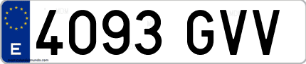 Ejemplo de matrícula de coche ordinaria 4093 GVV
