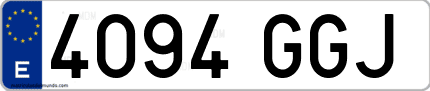 Ejemplo de matrícula de coche ordinaria 4094 GGJ