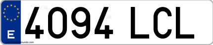 Ejemplo de matrícula de coche ordinaria 4094 LCL