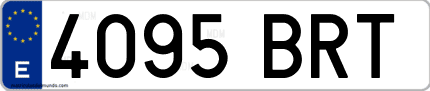 Ejemplo de matrícula de coche ordinaria 4095 BRT