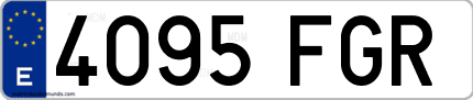Ejemplo de matrícula de coche ordinaria 4095 FGR