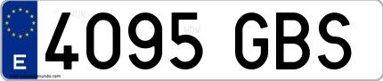 Ejemplo de matrícula española 4095 GBS