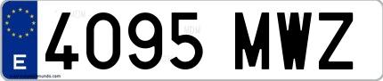 Ejemplo de matrícula española 4095 MWZ