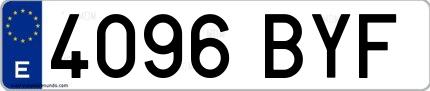 Ejemplo de matrícula española 4096 BYF