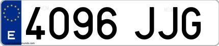 Ejemplo de matrícula española 4096 JJG