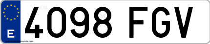 Ejemplo de matrícula de coche ordinaria 4098 FGV