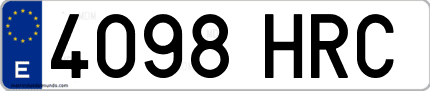 Ejemplo de matrícula de coche ordinaria 4098 HRC