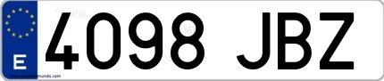 Ejemplo de matrícula española 4098 JBZ