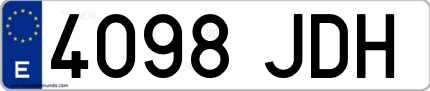 Ejemplo de matrícula de coche ordinaria 4098 JDH