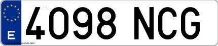 Ejemplo de matrícula española 4098 NCG