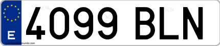 Ejemplo de matrícula de coche ordinaria 4099 BLN