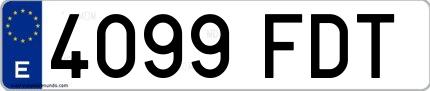 Ejemplo de matrícula española 4099 FDT
