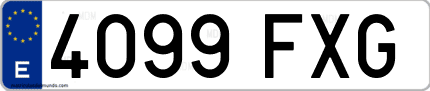 Ejemplo de matrícula de coche ordinaria 4099 FXG