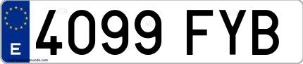 Ejemplo de matrícula española 4099 FYB