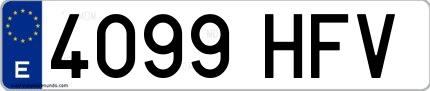 Ejemplo de matrícula española 4099 HFV