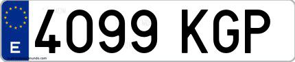 Ejemplo de matrícula española 4099 KGP