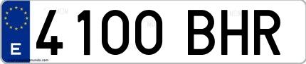 Ejemplo de matrícula de coche ordinaria 4100 BHR