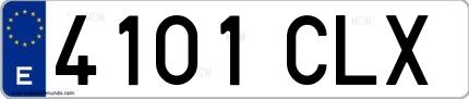 Ejemplo de matrícula española 4101 CLX