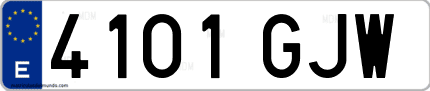 Ejemplo de matrícula de coche ordinaria 4101 GJW