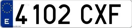 Ejemplo de matrícula española 4102 CXF