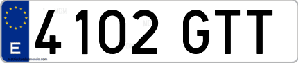 Ejemplo de matrícula de coche ordinaria 4102 GTT