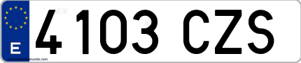 Ejemplo de matrícula de coche ordinaria 4103 CZS