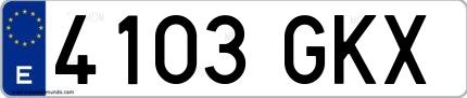 Ejemplo de matrícula española 4103 GKX