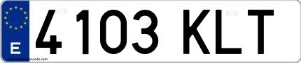 Ejemplo de matrícula española 4103 KLT