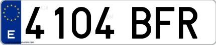 Ejemplo de matrícula española 4104 BFR