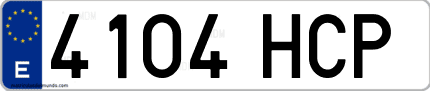 Ejemplo de matrícula de coche ordinaria 4104 HCP