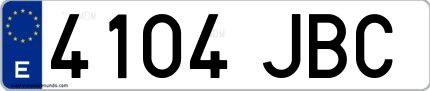 Ejemplo de matrícula española 4104 JBC