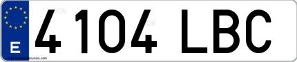 Ejemplo de matrícula de coche ordinaria 4104 LBC
