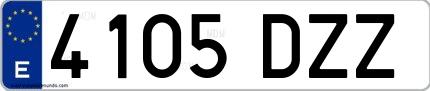 Ejemplo de matrícula española 4105 DZZ