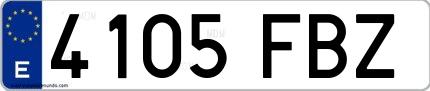 Ejemplo de matrícula española 4105 FBZ
