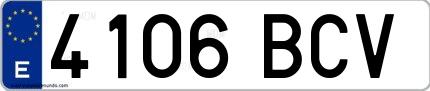 Ejemplo de matrícula española 4106 BCV