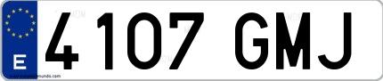 Ejemplo de matrícula de coche ordinaria 4107 GMJ