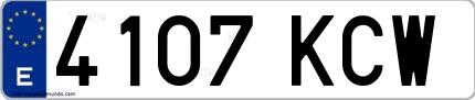 Ejemplo de matrícula española 4107 KCW