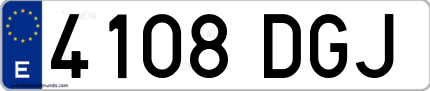 Ejemplo de matrícula de coche ordinaria 4108 DGJ