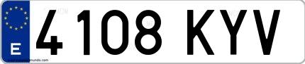 Ejemplo de matrícula española 4108 KYV
