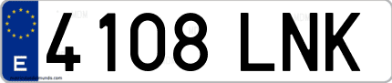 Ejemplo de matrícula de coche ordinaria 4108 LNK