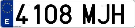 Ejemplo de matrícula española 4108 MJH