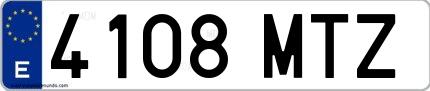 Ejemplo de matrícula española 4108 MTZ