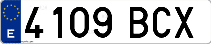 Ejemplo de matrícula de coche ordinaria 4109 BCX