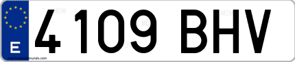 Ejemplo de matrícula de coche ordinaria 4109 BHV