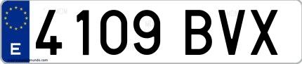 Ejemplo de matrícula española 4109 BVX